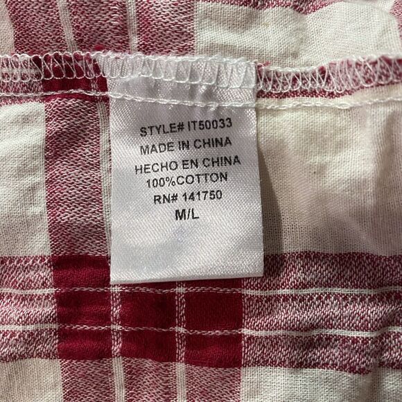 ORANGE CREEK Cardigan Plaid Fringe Open Front Long Sleeve Womens M L Red White - Picture 10 of 11